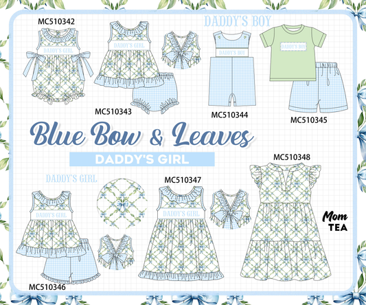 PO71 Blue DADDY'S GIRL embroidery bow gingham collection