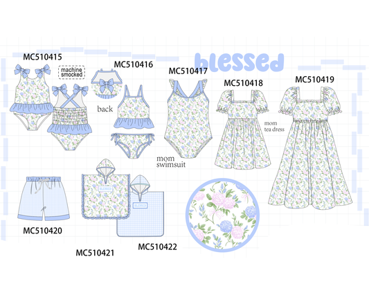 PO71 Blue floral blessed embroidery collection 1