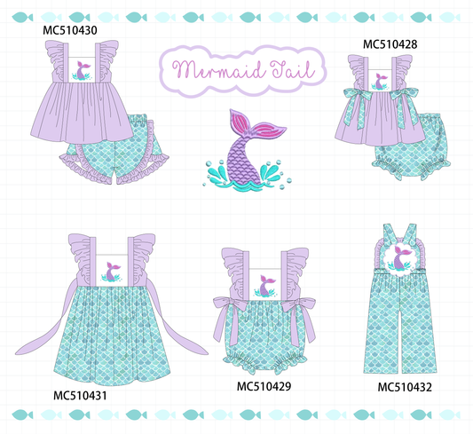 PO71 Blue mermaid embroidery ruffle collection