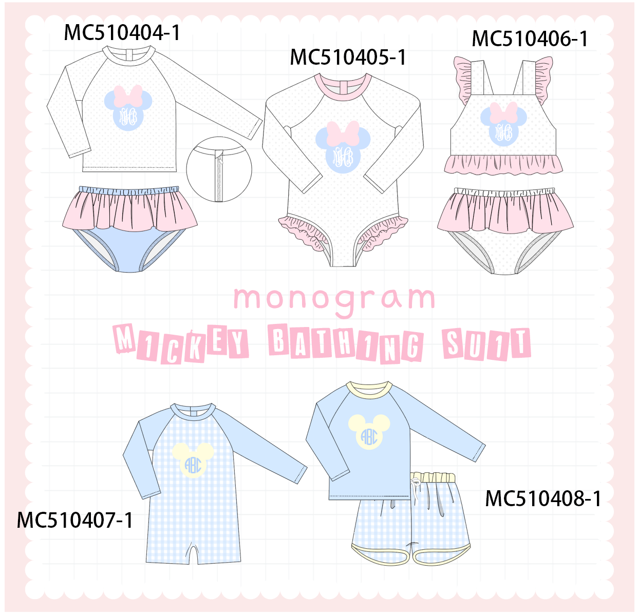 PO71 Character monogram embroidery swimsuit collection