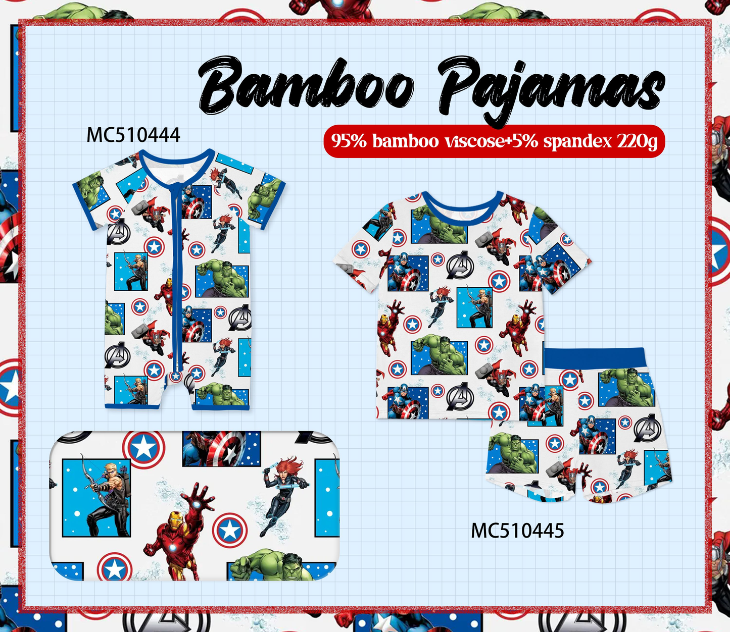 PO71 Character print bamboo pajama collection 1
