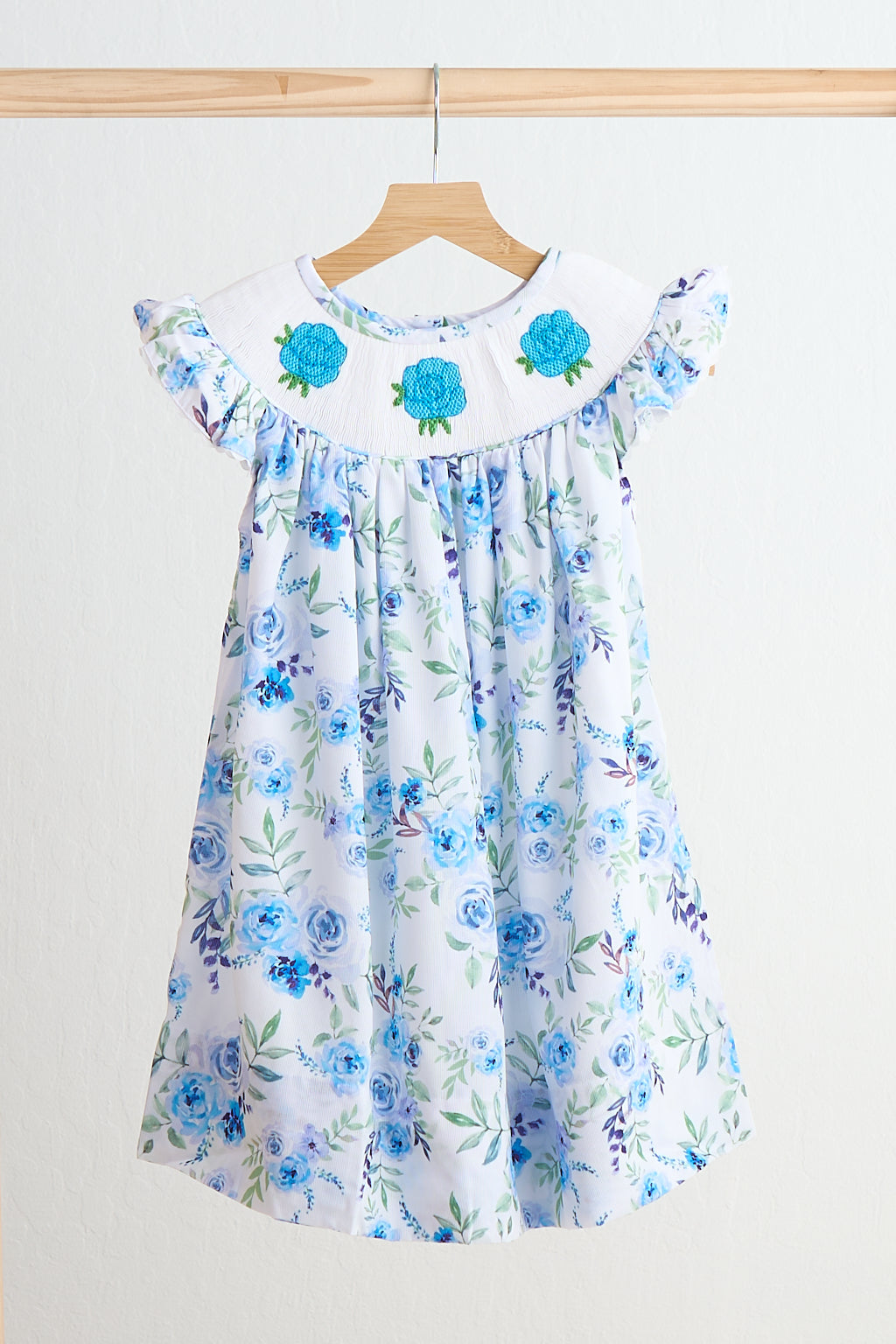 Blue rose hand smocked dress