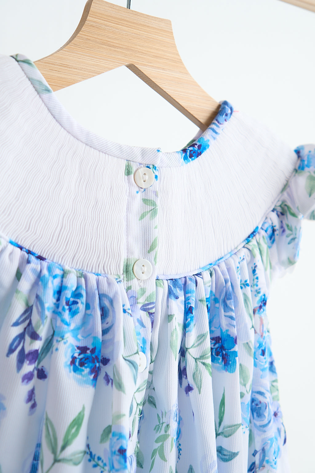 Blue rose hand smocked dress