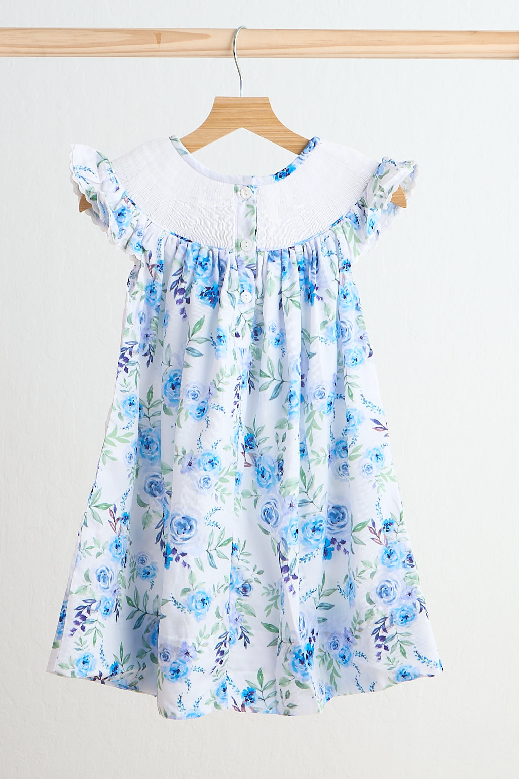 Blue rose hand smocked dress