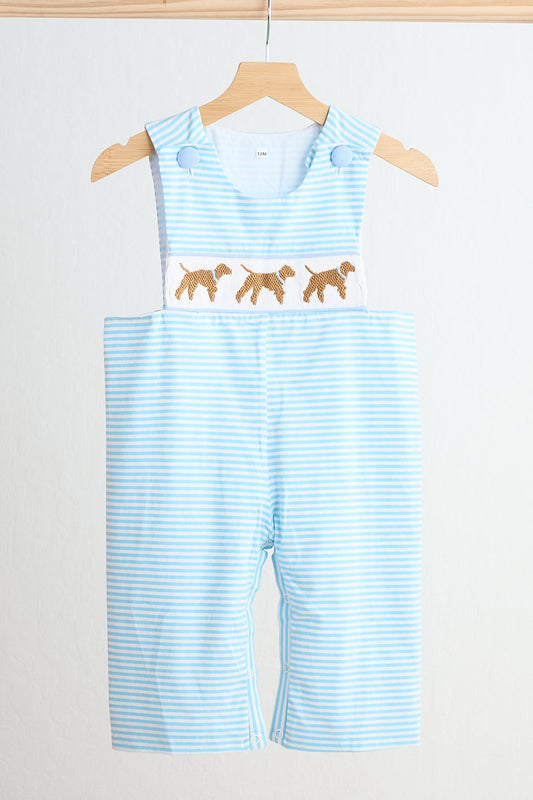 Puppy hand smocked boy stripe jonjon