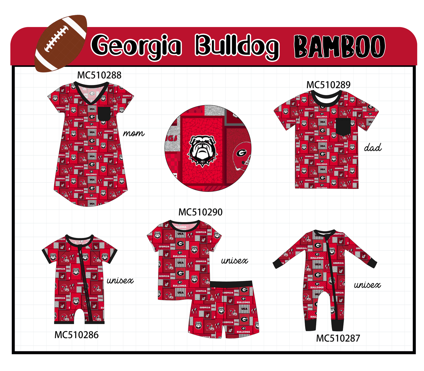 PO71 Georgia bulldog bamboo family PJS collection