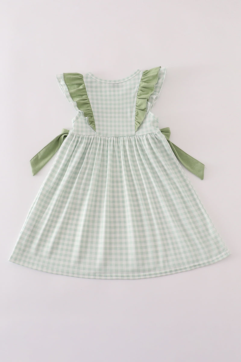 Farm cow gingham ruffle dress
