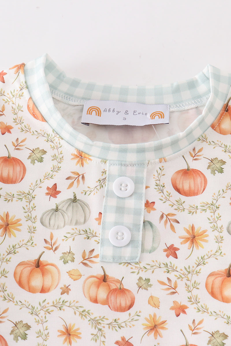 Pumpkin girl ruffle shorts set