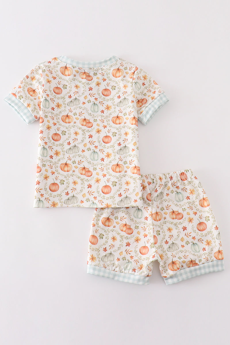 Pumpkin girl ruffle shorts set
