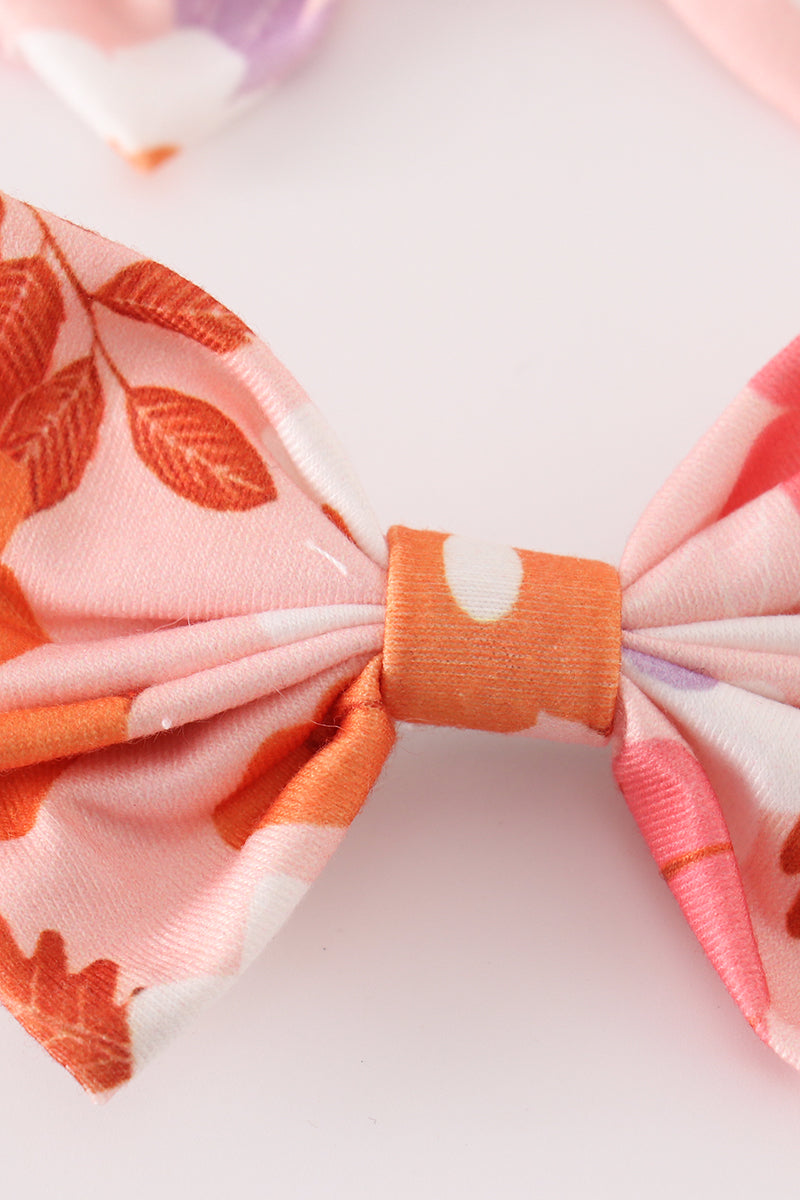 Pumpkin floral 2pc hair bow