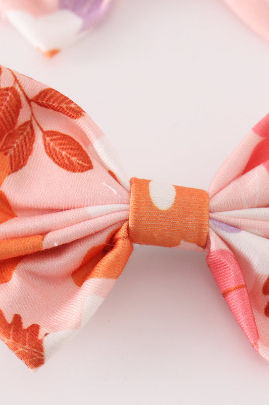 Pumpkin floral 2pc hair bow