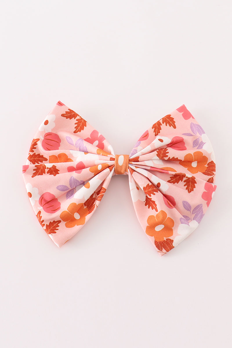 Pumpkin floral 1pc hair bow