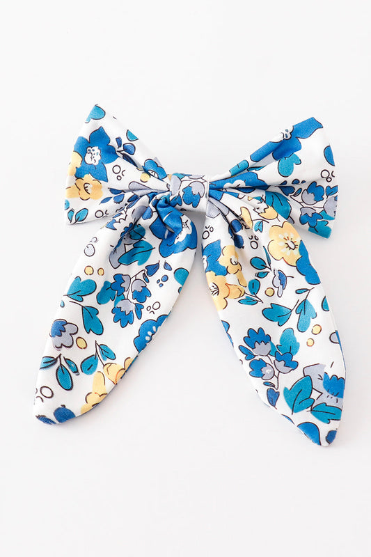 Blue floral hair sailor bow