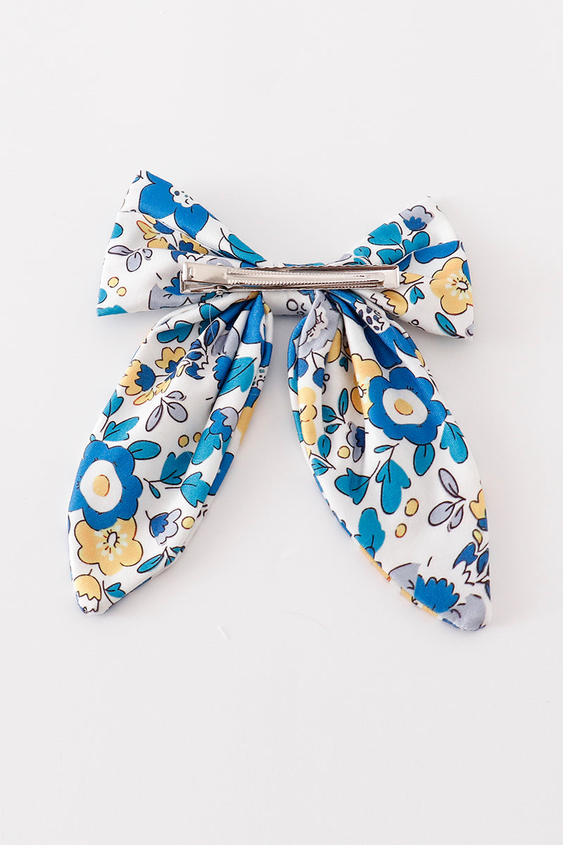 Blue floral hair sailor bow