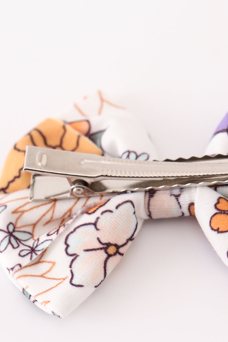 Floral print 2pcs piggie hair bow