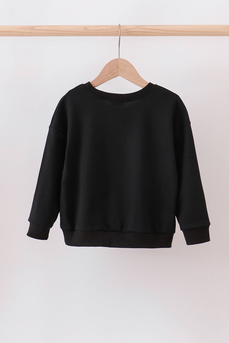 Black reindeer sequin mom&me fleece sweatshirt