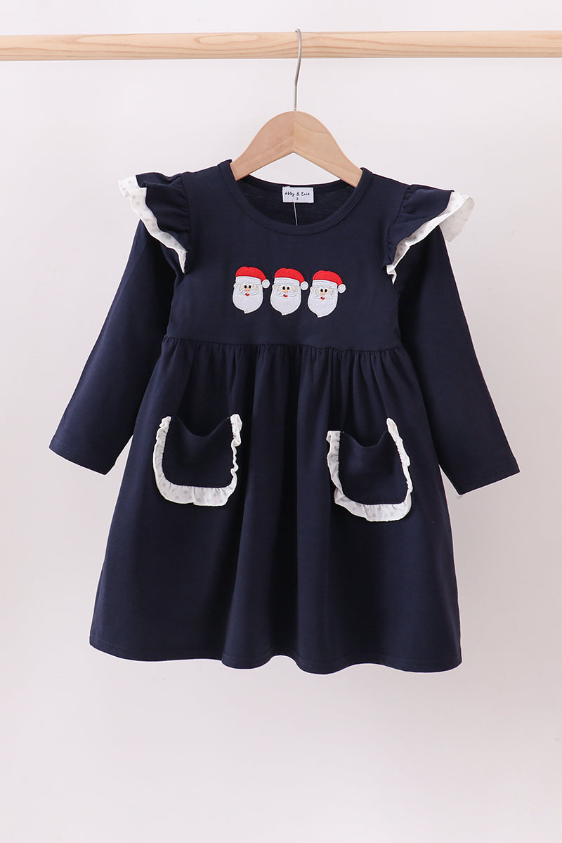 Navy christmas santa claus embroidery dress