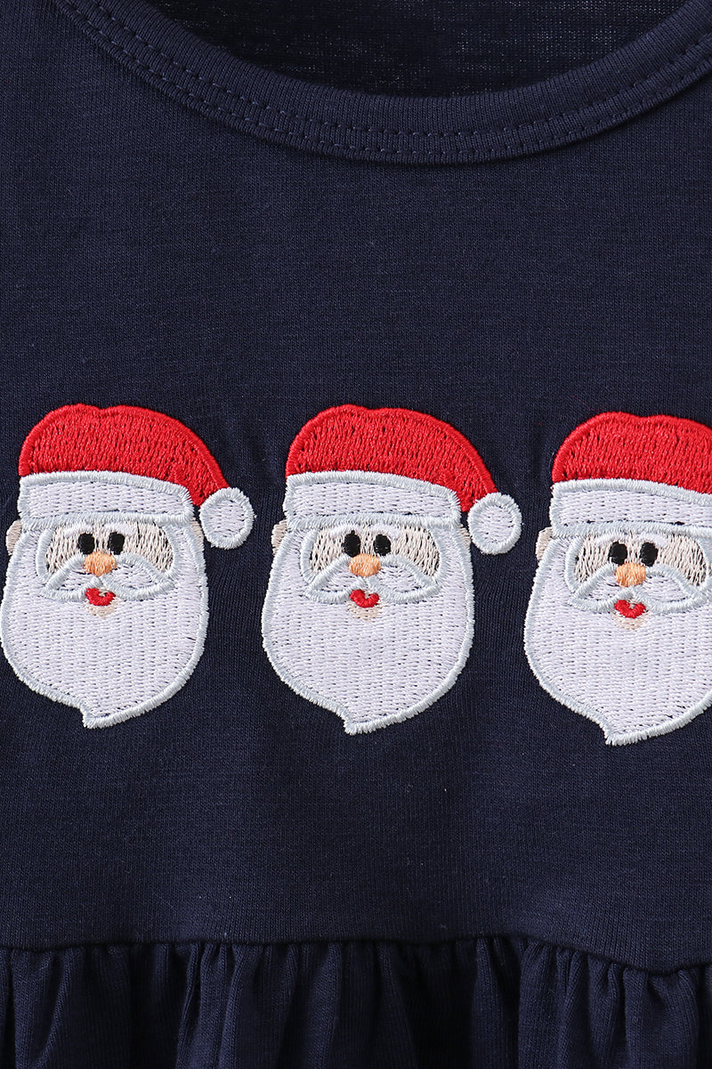 Navy christmas santa claus embroidery dress