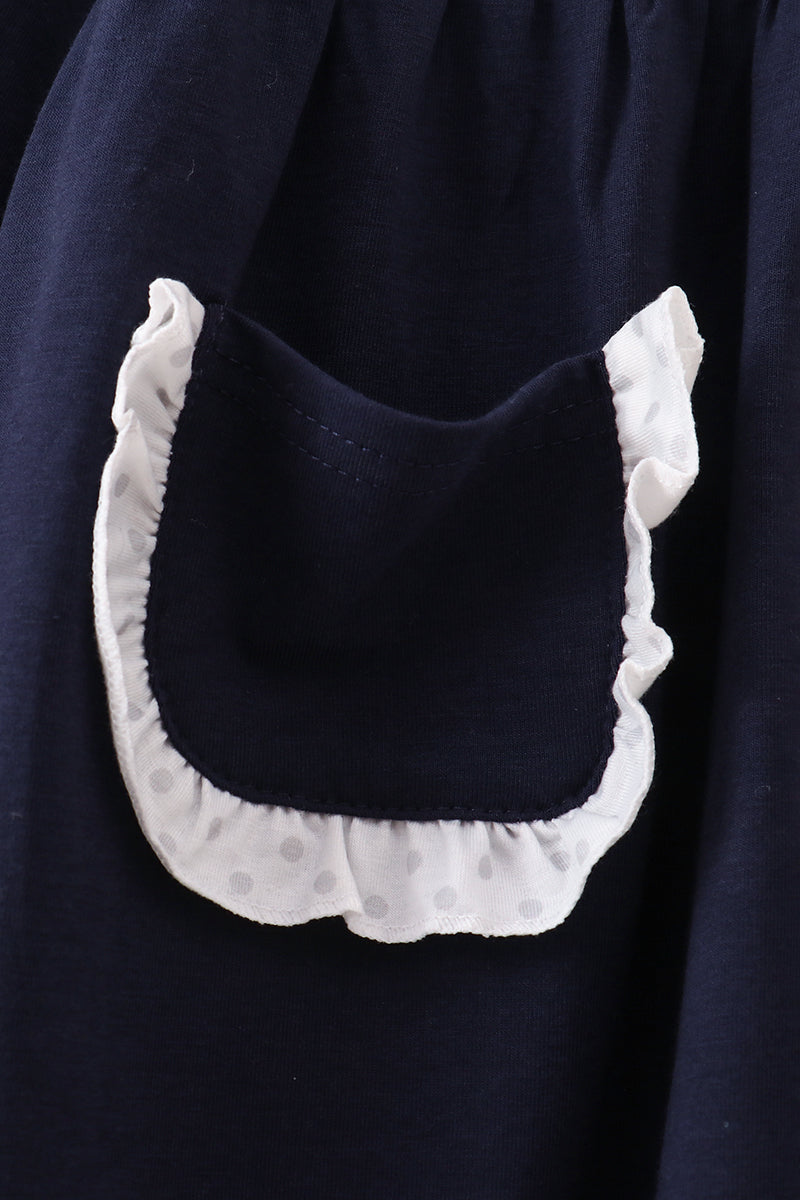 Navy christmas santa claus embroidery dress