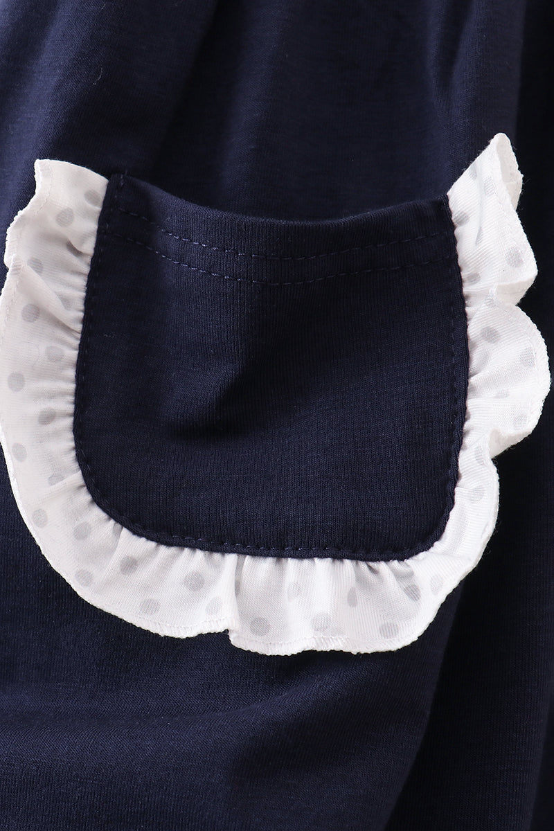 Navy christmas santa claus embroidery dress