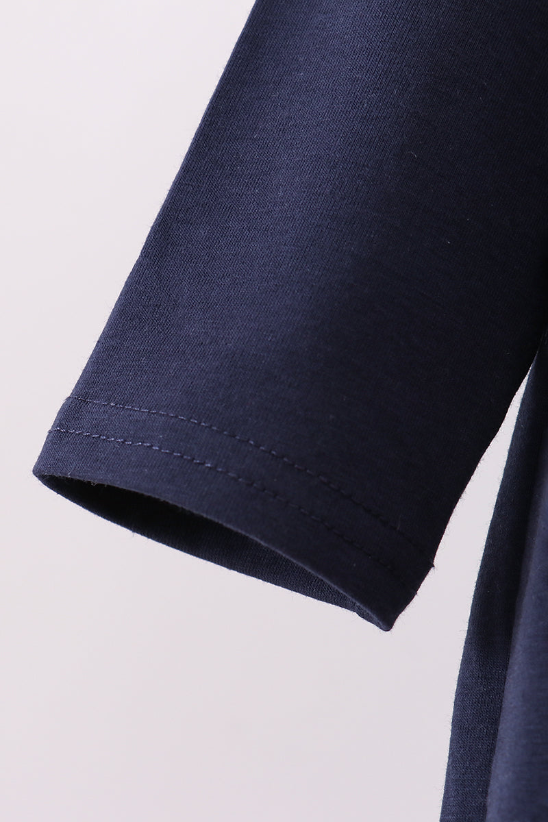 Navy christmas santa claus embroidery dress