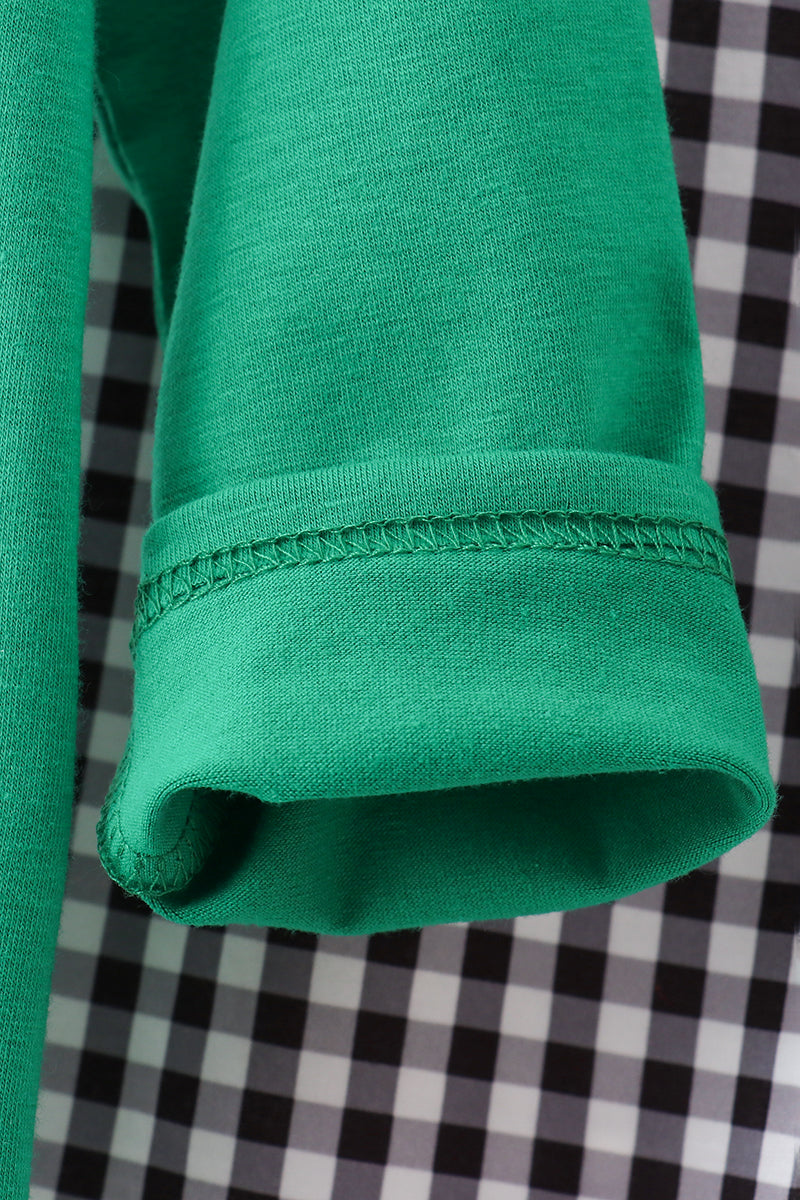 Green santa claus applique pants set