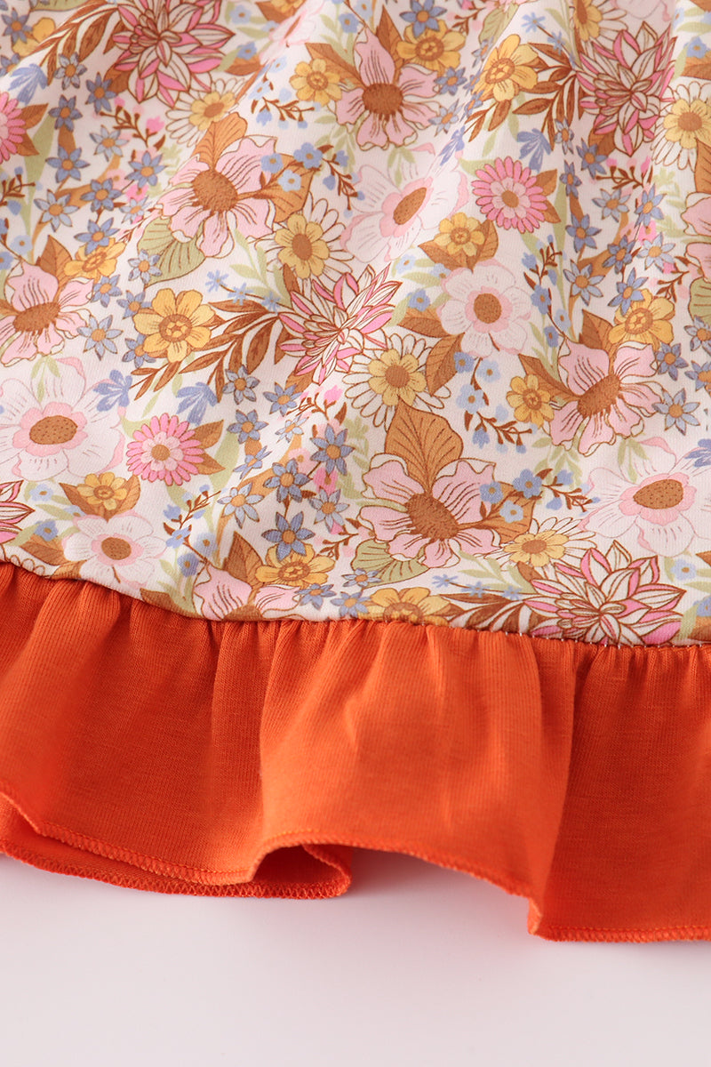 Floral deer ruffle pants set