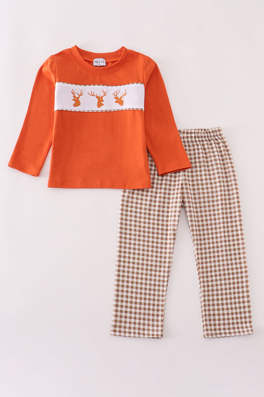 Deer gingham pants set