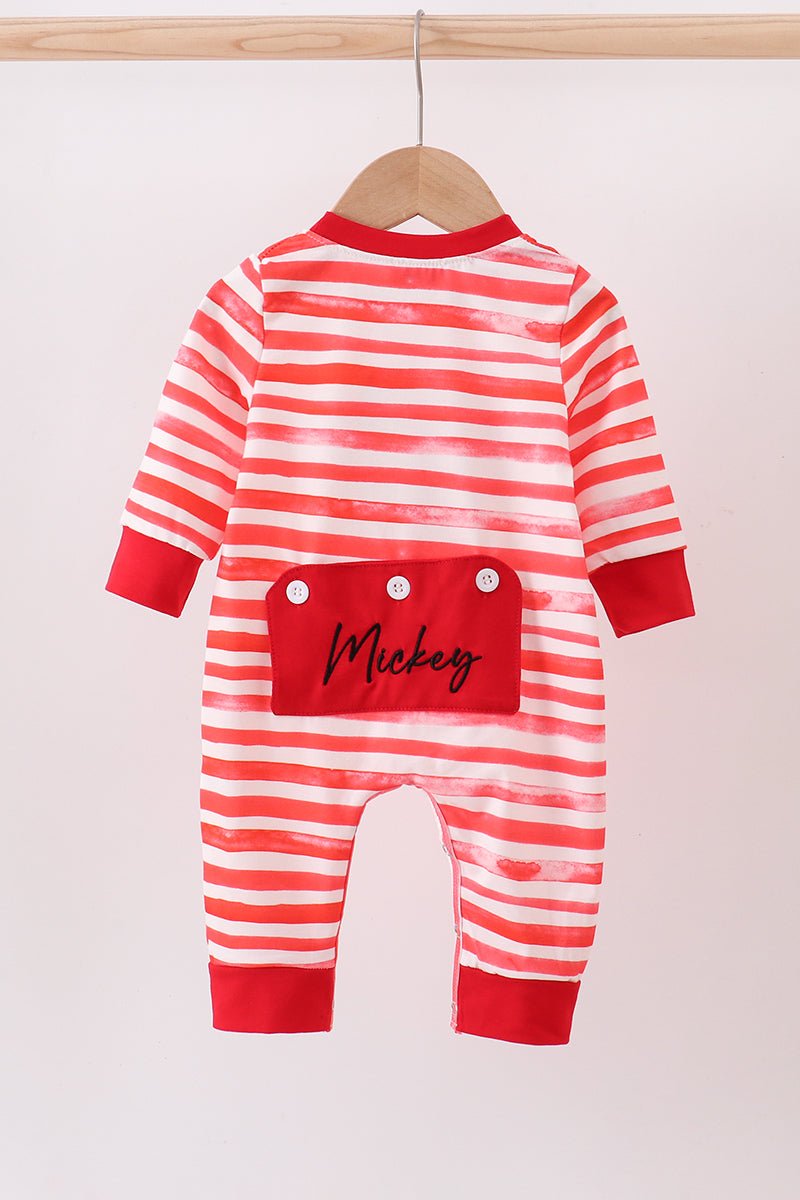 Red stripe character PJ romper