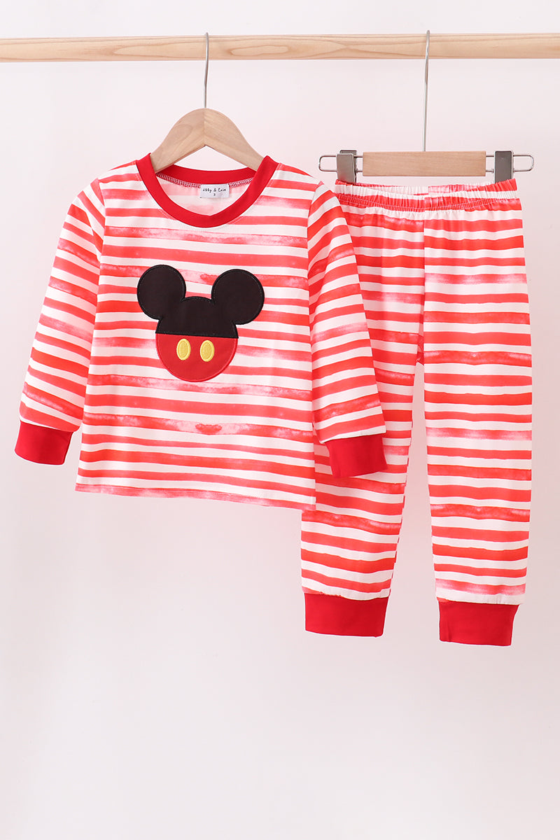 Red stripe character pants set
