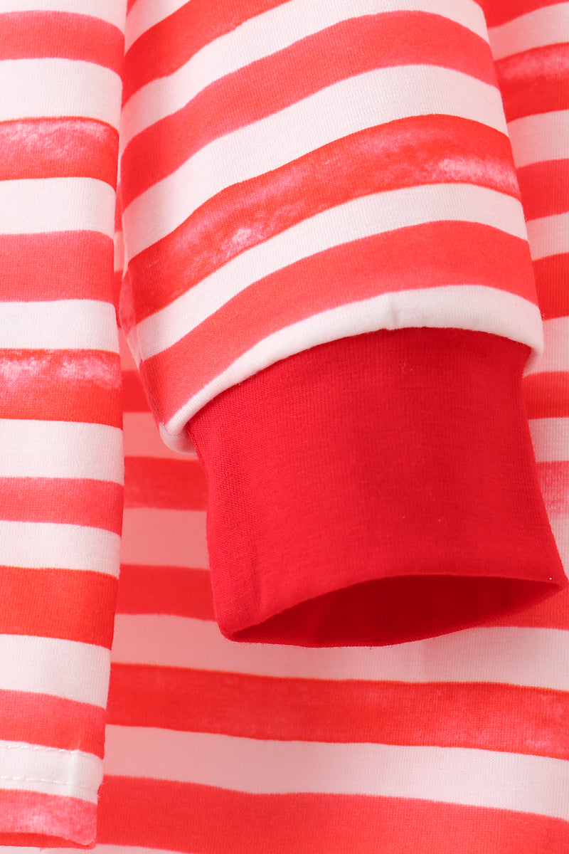 Red stripe character pants set