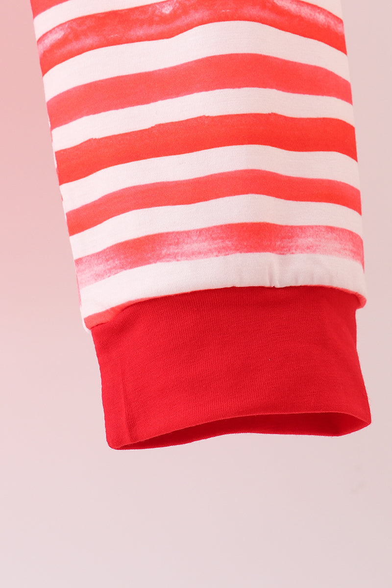 Red stripe character pants set