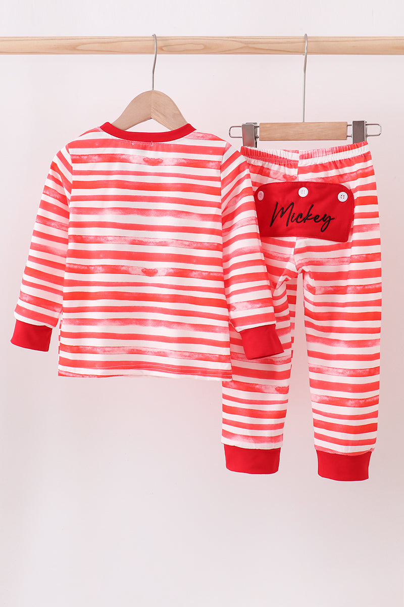 Red stripe character pants set