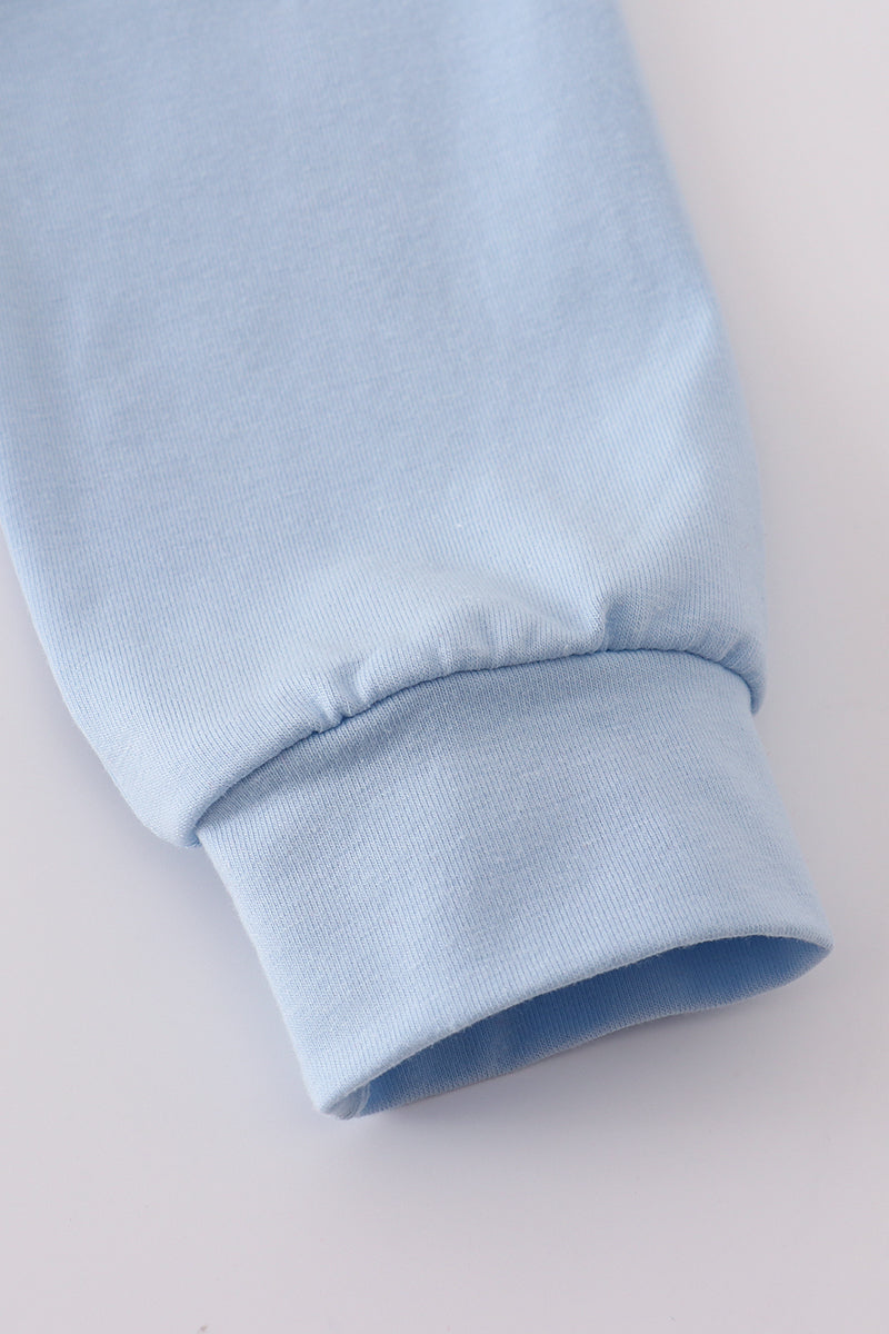 Blue believe embroidery top