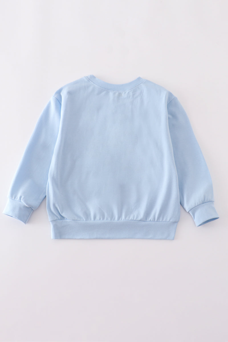 Blue believe embroidery top
