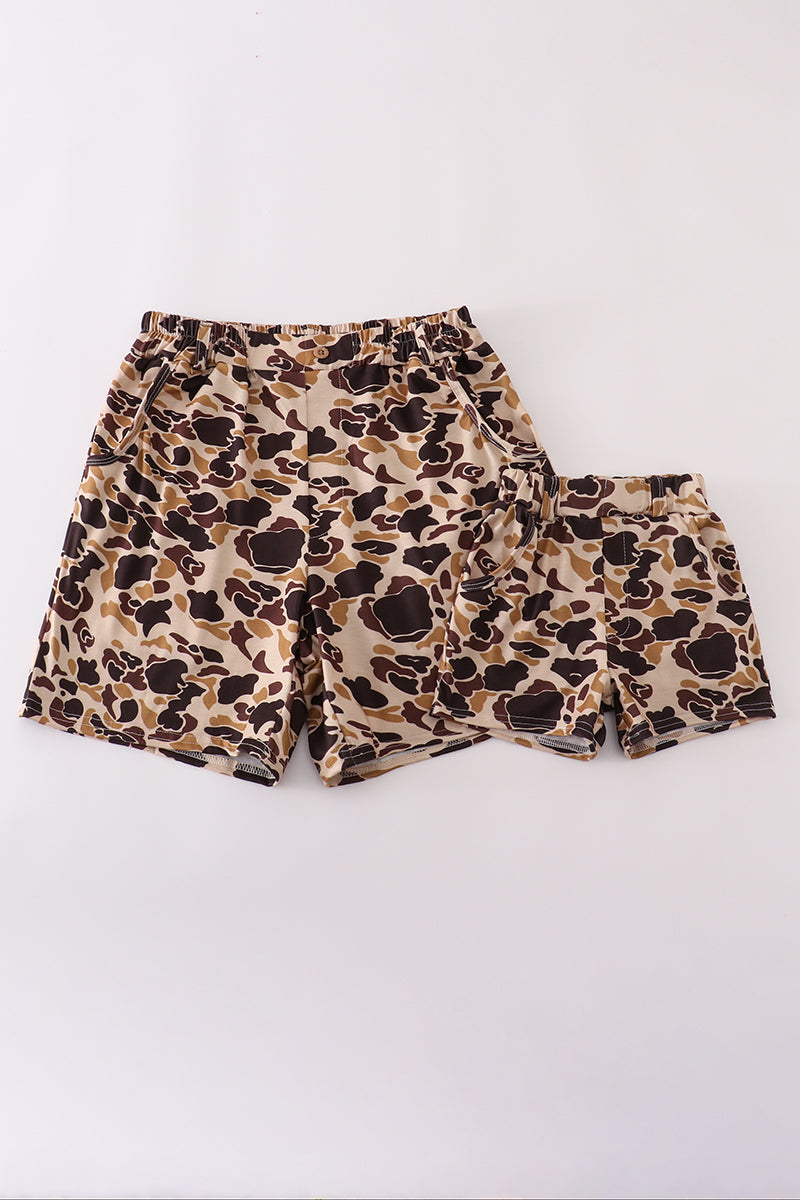 Camouflage print dad&me shorts