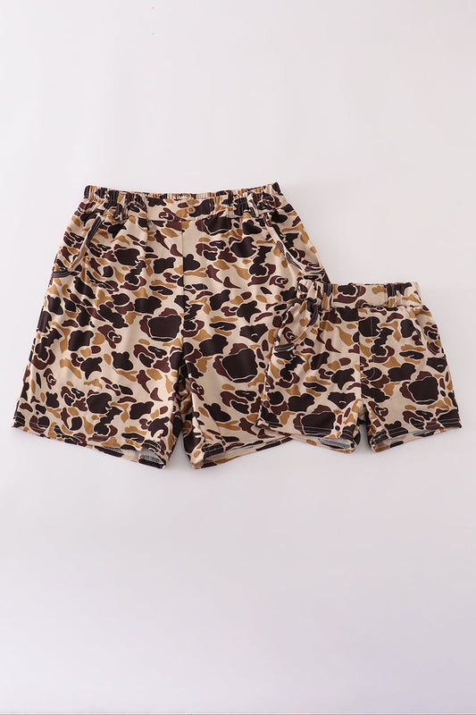 Camouflage print dad&me shorts