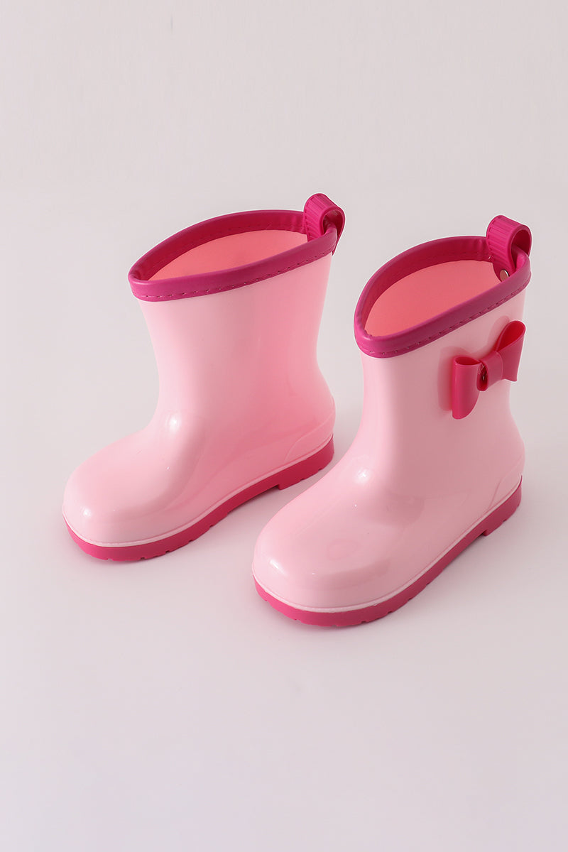 Pink bow rain boots