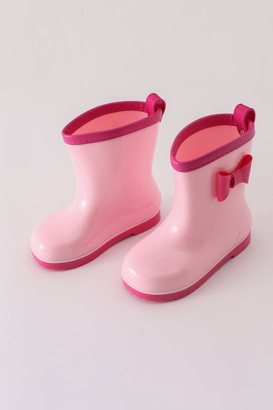 Pink bow rain boots