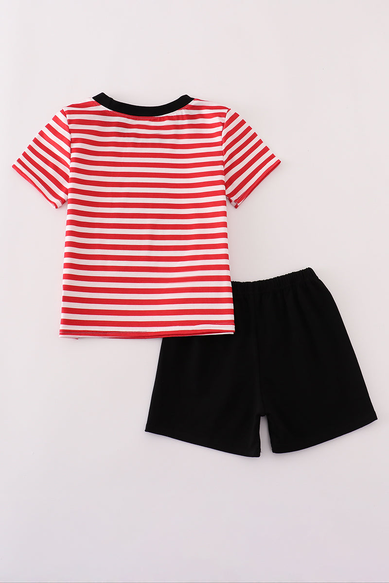 GA Bulldog sequin stripe shorts set