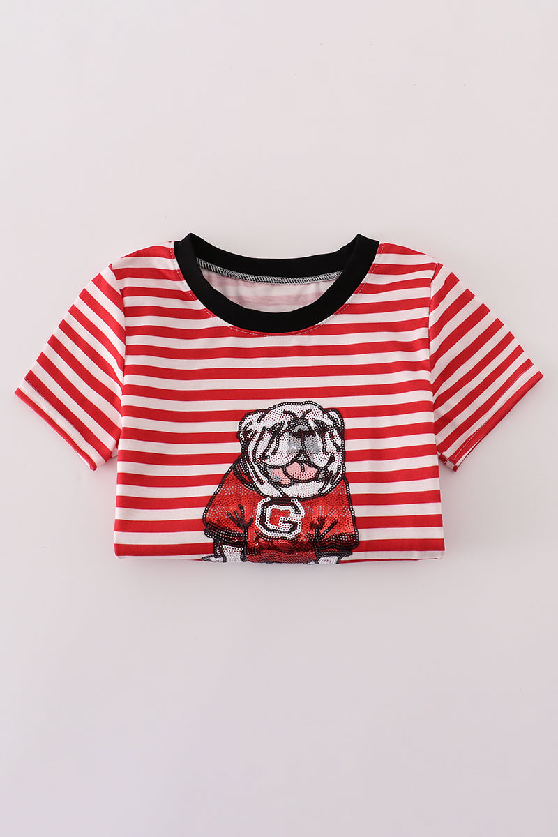 GA Bulldog sequin stripe shorts set
