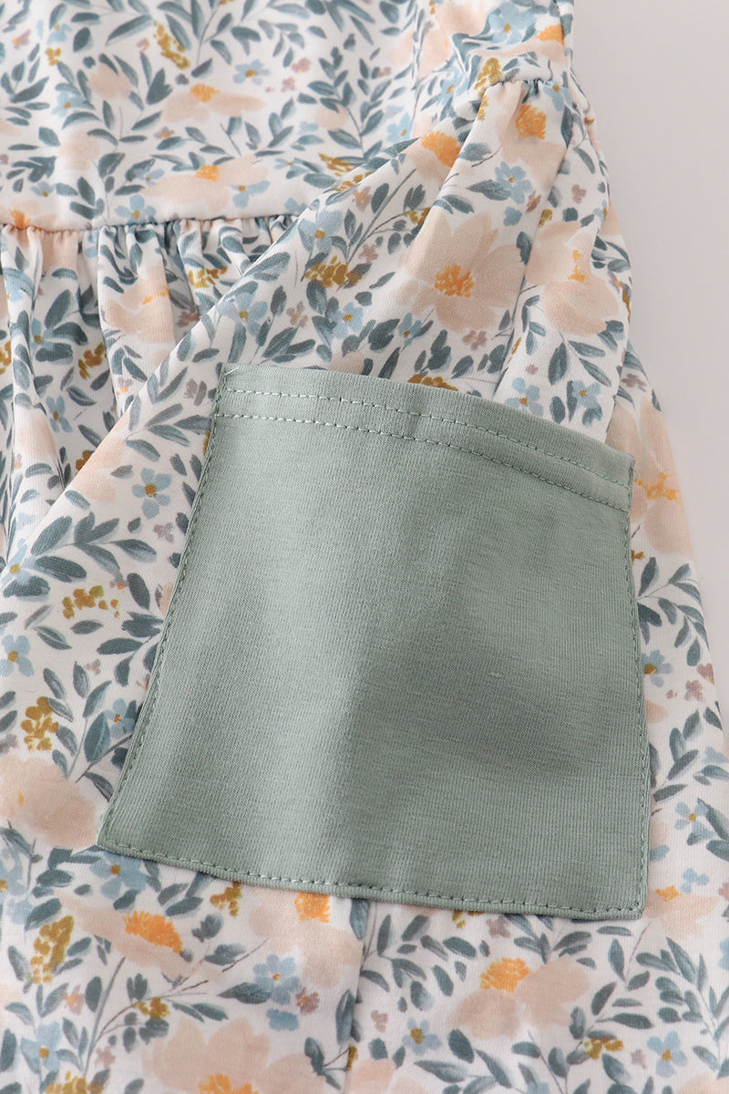 Fall floral ruffle pants set