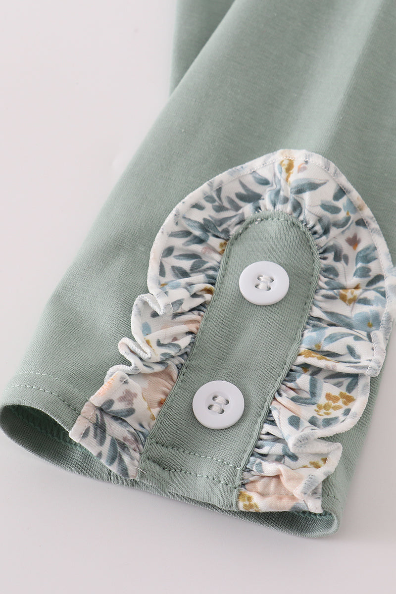 Fall floral ruffle pants set