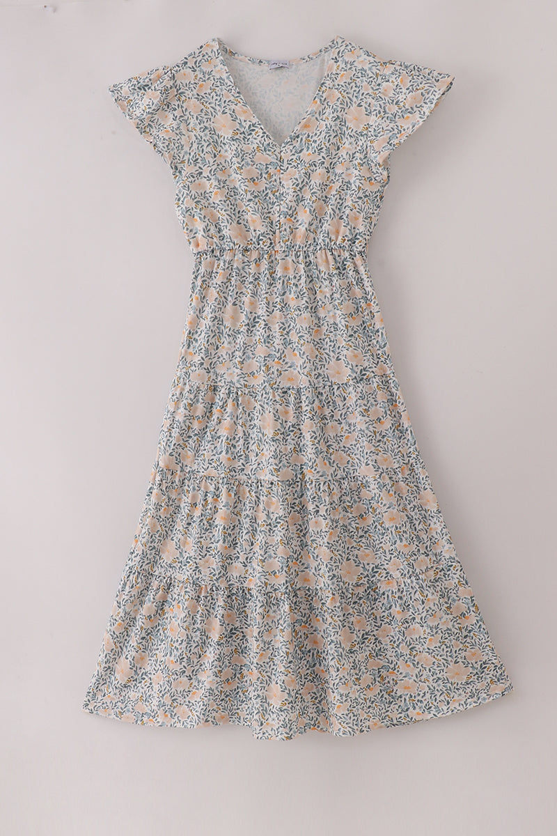 Fall floral ruffle mom&me dress