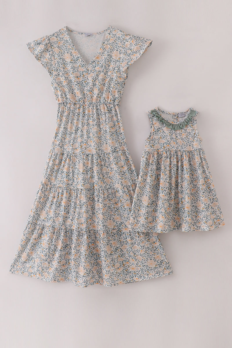 Fall floral ruffle mom&me dress