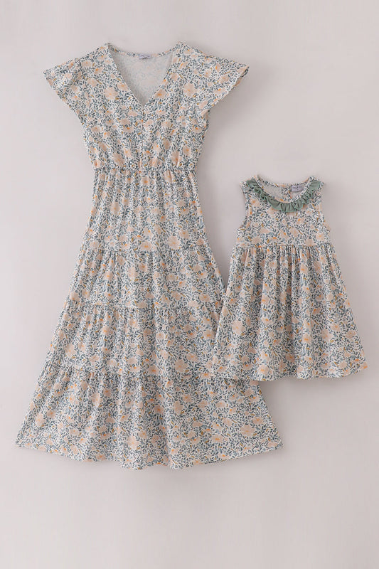 Fall floral ruffle mom&me dress
