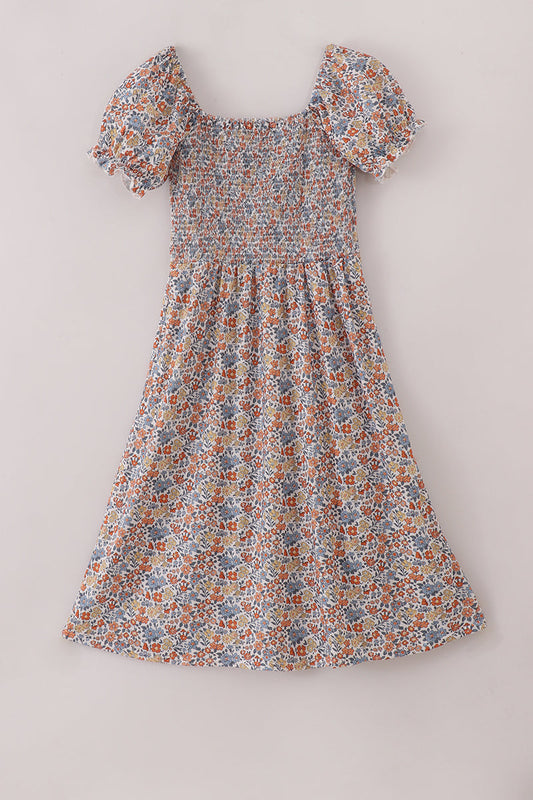 Fall floral smocked mom dress