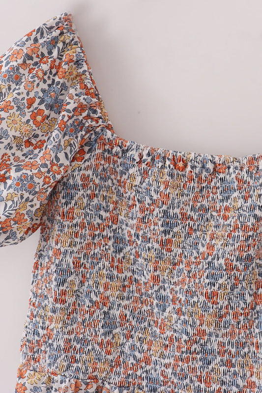 Fall floral smocked mom dress