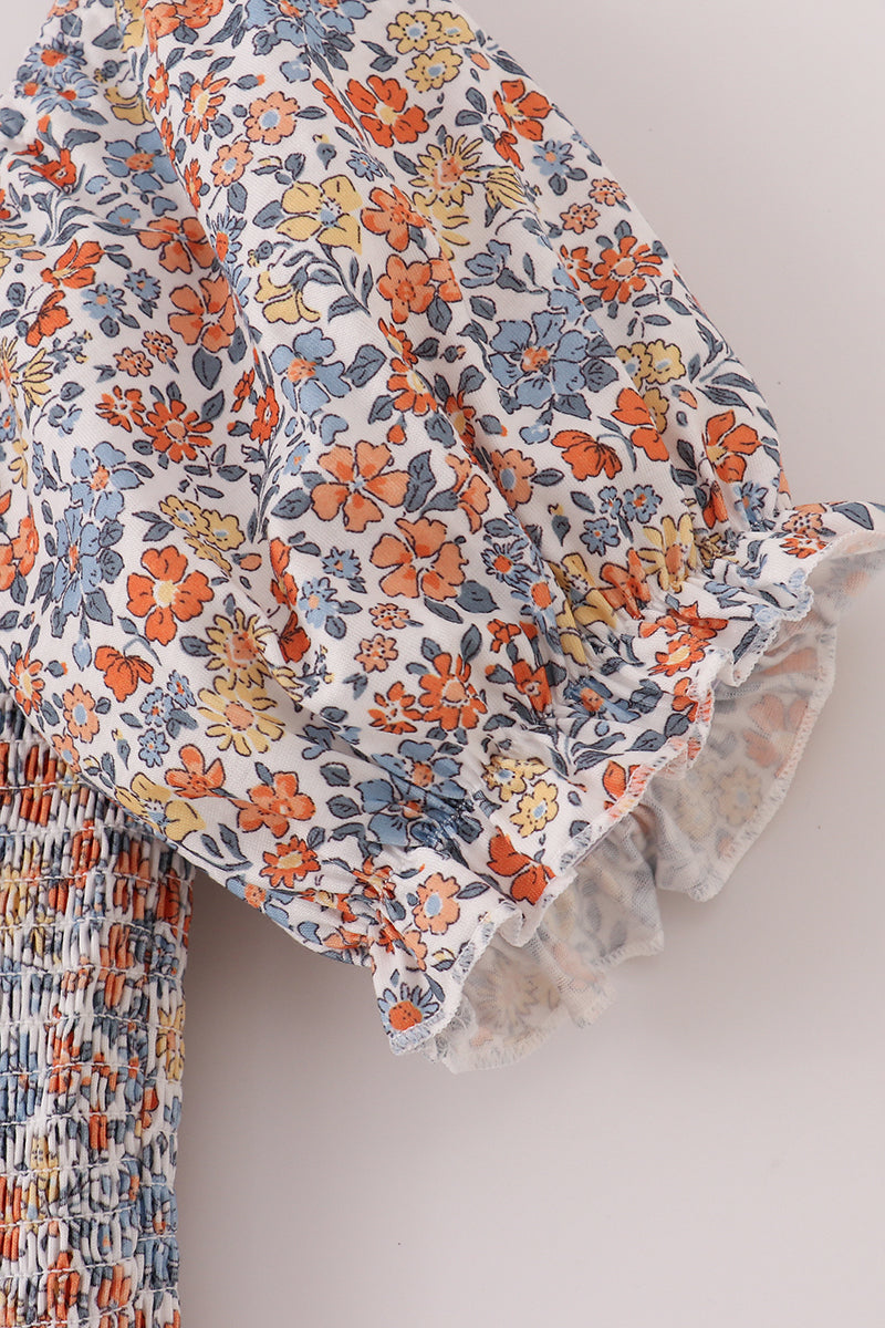 Fall floral smocked mom dress