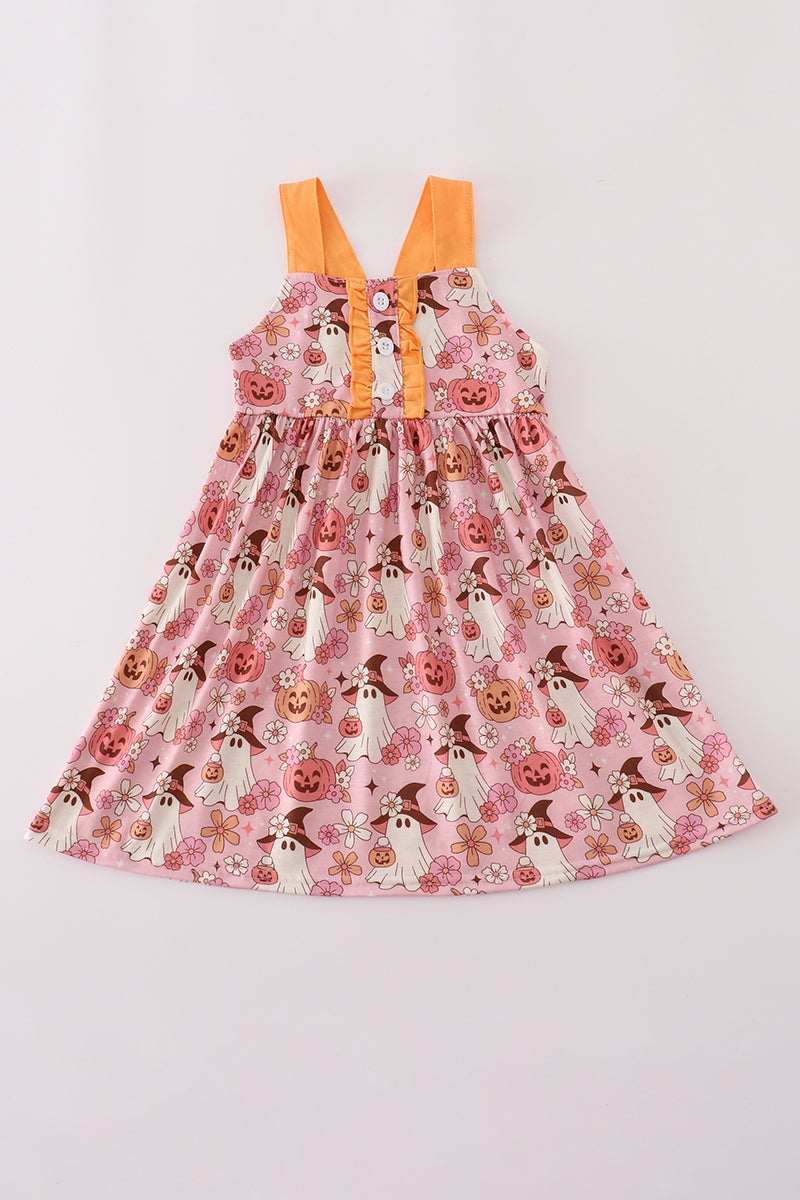 Pumpkin ghost ruffle dress